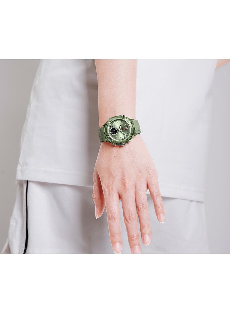 NAVIFORCE Transparent Sport Watch Green & Silver Waterproof Analog-Digital Silicone Strap  - Image 5