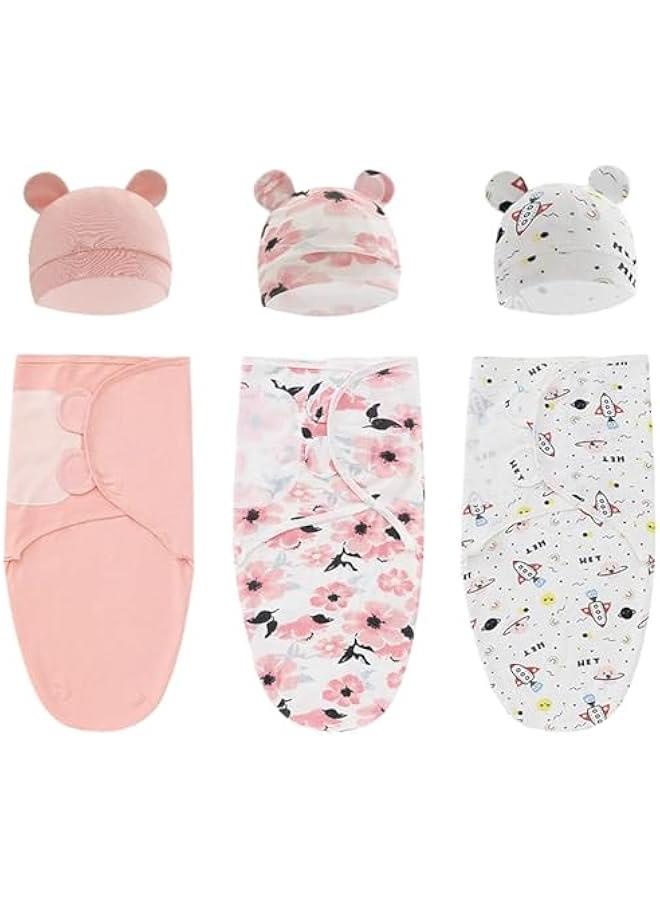 HOOKOR 3-Pack Baby Swaddle Sleep Sacks - Soft Cotton Swaddle - Ergonomic Baby Swaddles 0-3 Months (Pink) - Image 1