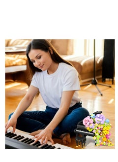 Excefore Piano Flower Bouquet Building Decoration Set, Flower Bouquet Building Kit with Lights, Artificial Flowers with Roses Campanula, Home Decoratiion Valentines Day, Gifts Table Art for Adults (860pcs)  - Image 4
