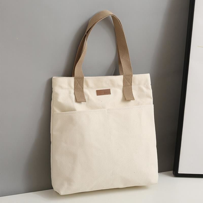 2022 Canvas Tote Bag Large Capacity Chic Shoulder Big Baomi White 