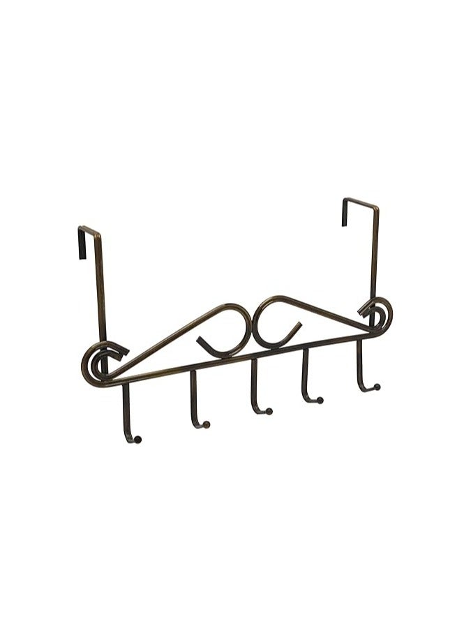Auxx Over The Door Hanger | Over The Door Hook | Coat Rack and Movable Clothes Rack with 5 Hooks for Hanging | Heavy Duty Aluminum Door Organizer for Towels, Clothes, Hats, Bags, Behind Bathroom Door - Image 2