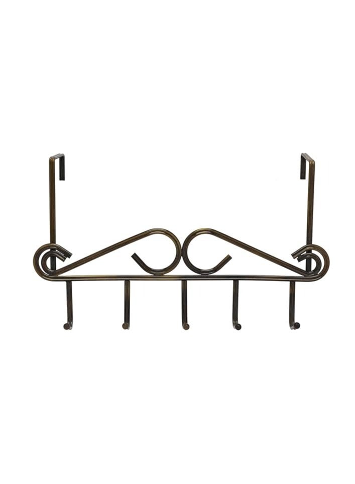 Auxx Over The Door Hanger | Over The Door Hook | Coat Rack and Movable Clothes Rack with 5 Hooks for Hanging | Heavy Duty Aluminum Door Organizer for Towels, Clothes, Hats, Bags, Behind Bathroom Door - Image 1