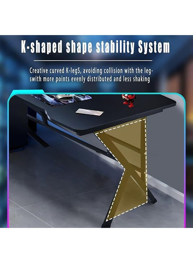 Gaming Desk, PC Gaming Table, Ergonomic Computer Desk, Writing Study Desk, K-shaped Home Office Desk with 2 Cable Holes, Spacious Desktop, Ideal for Students and Gamers, 100x60x74cm - Image 5