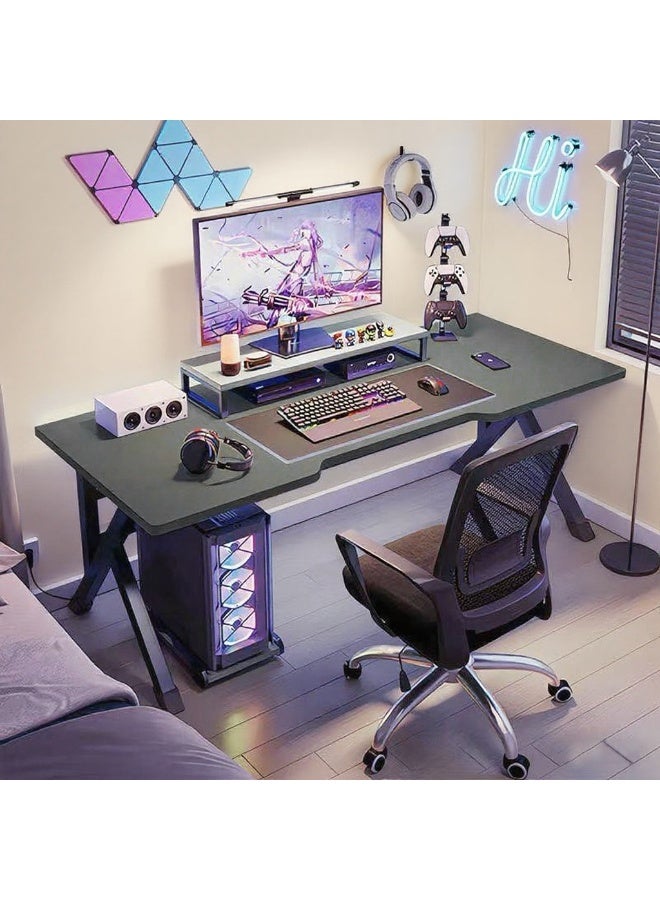 Gaming Desk, PC Gaming Table, Ergonomic Computer Desk, Writing Study Desk, K-shaped Home Office Desk with 2 Cable Holes, Spacious Desktop, Ideal for Students and Gamers, 100x60x74cm - Image 4
