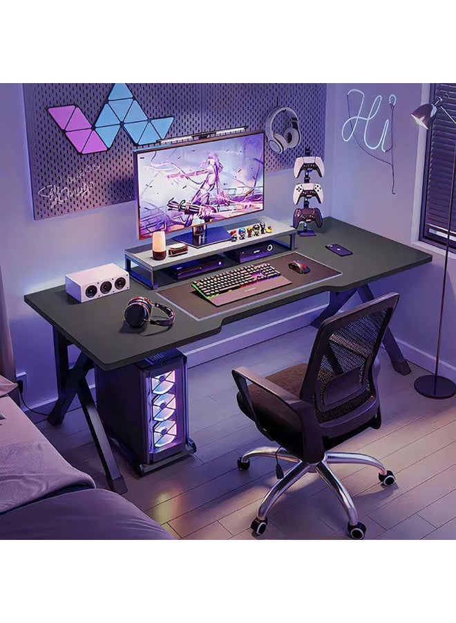 Gaming Desk, PC Gaming Table, Ergonomic Computer Desk, Writing Study Desk, K-shaped Home Office Desk with 2 Cable Holes, Spacious Desktop, Ideal for Students and Gamers, 100x60x74cm - Image 2