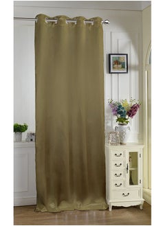 Lushomes Satin Curtains, Brown Satin Door Curtain, Plain Door Curtain, 7.5 Feet Curtains With 8 Metal Ss Eyelets, 4.5 Ft X 7.5 Ft (54 X 90 Inches, Single Pc)  - Image 1