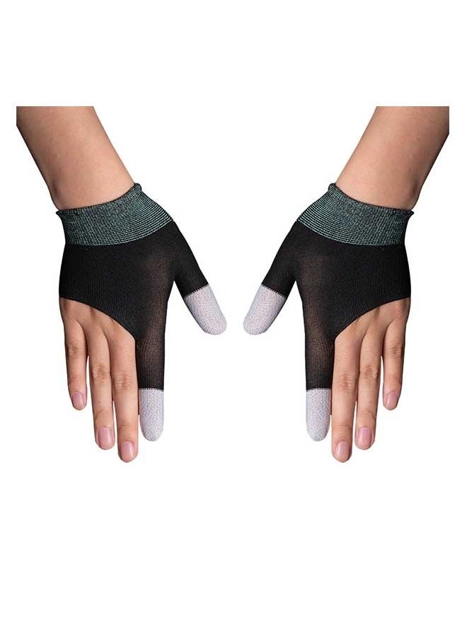 Mobile Gloves, Carbon Fiber Fingertips, Heat And Sweat Resistant Thin Two-Finger Touch Screen Game Fingertips. (Black)  - Image 1