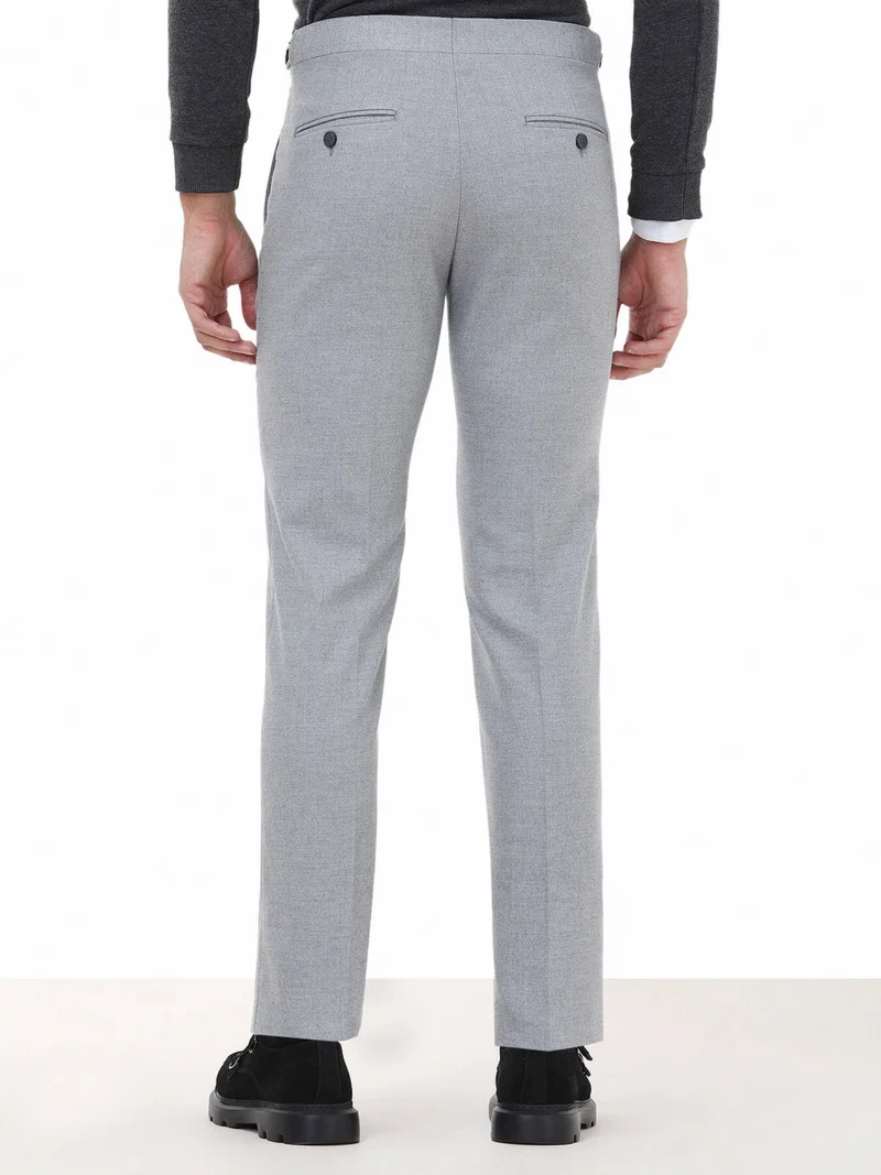 Kip Grey Plain Woven Fitted Fit Classic Trousers