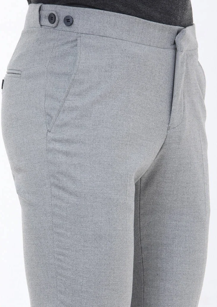 Kip Grey Plain Woven Fitted Fit Classic Trousers
