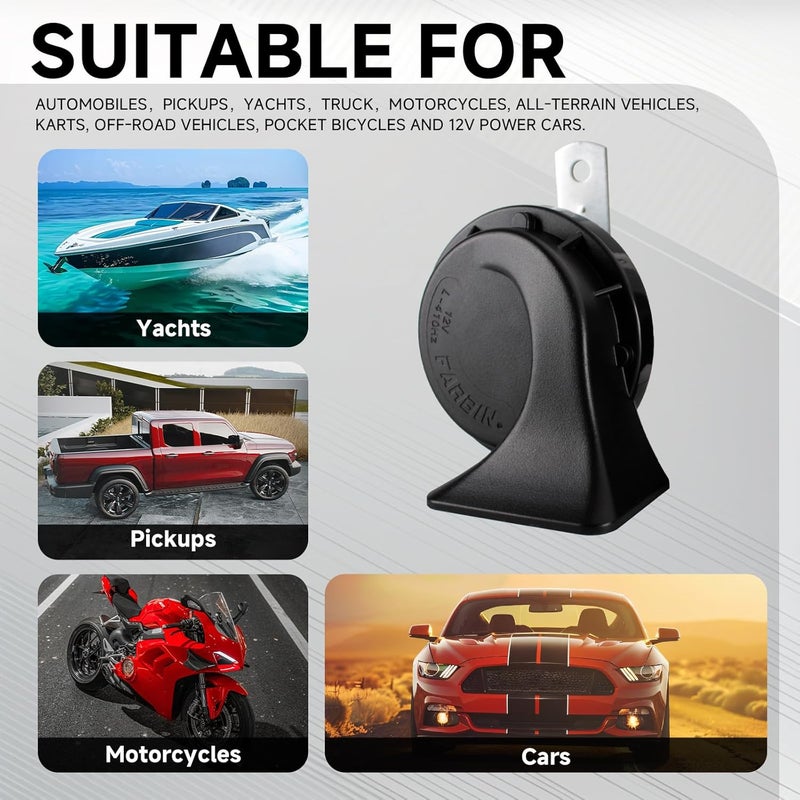 FARBIN Compact Horn 12V Car Horn Loud Low-Tone 410HZ Waterproof Universal for Any 12V Vehicles - Image 3