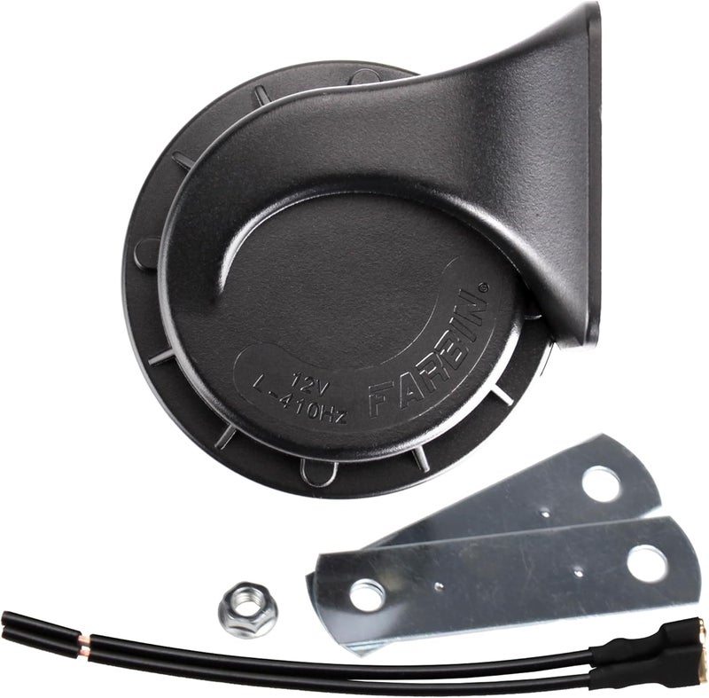 FARBIN Compact Horn 12V Car Horn Loud Low-Tone 410HZ Waterproof Universal for Any 12V Vehicles - Image 1