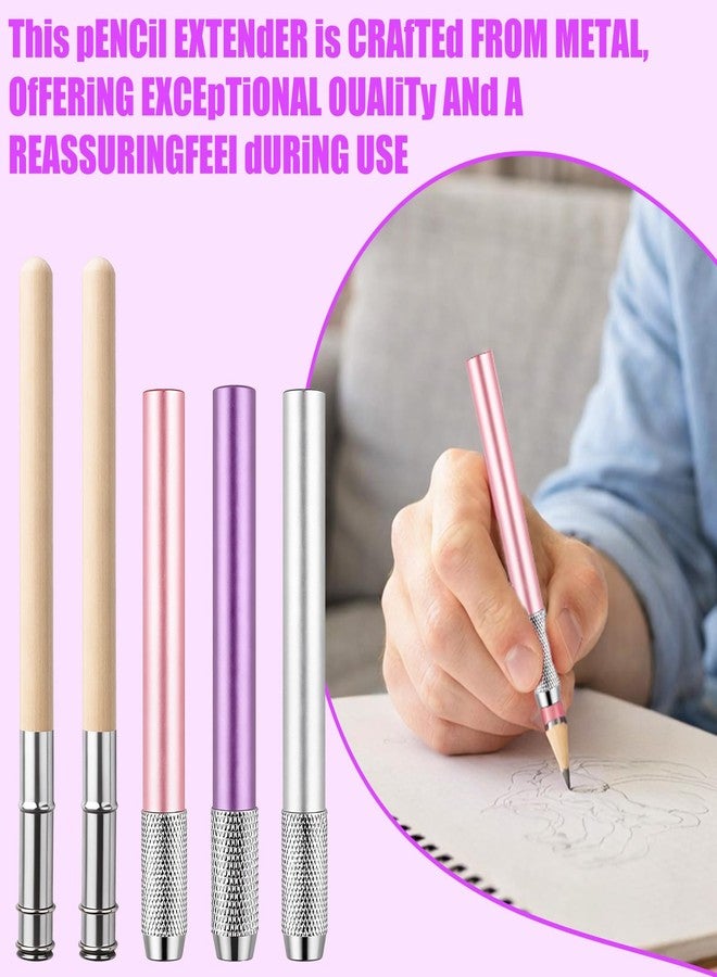 Foyods Aluminum Assorted Colors Pencil Lengthener - 5 PCS Multi-Color Ergonomic Pencil Lengthener Holder, Aluminum Pencils Extender with Comfort Grip for Drawing, Art, Sketching & Office Use - Image 5