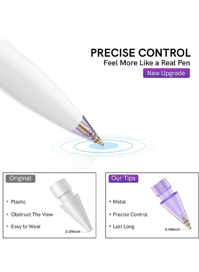 3-Piece Apple Pencil Replacement Tips for Apple Pencil 2nd Gen and 1st Gen, Upgraded Longer Fine Point High Sensitive, No Wear Out Noiseless Precise Control Stylus Tip (Clear+Clear Purple+Clear Pink)  - Image 4