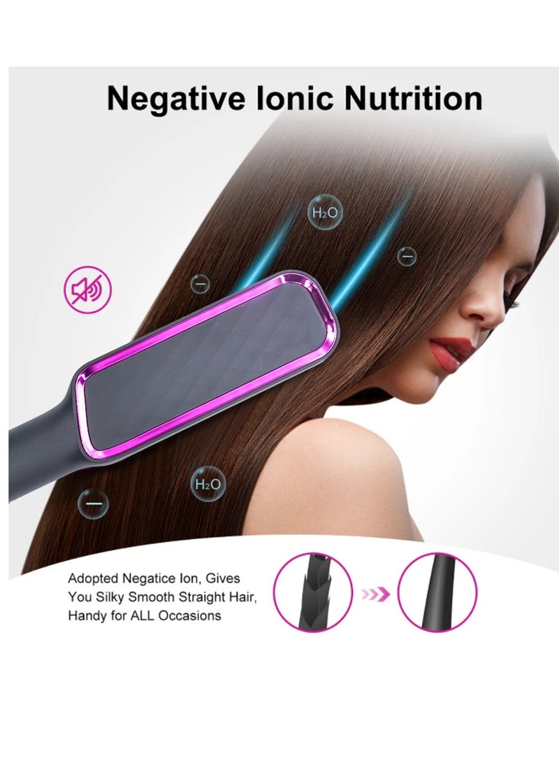 AROAQ Hair Straightener Brush, Negative Ion Hair Straightener Styling Comb, Multifunctional Fast Heating Electric Hot Comb, Anti Scalding Hair Styling Tool For Home Travel (Grey) - Image 5