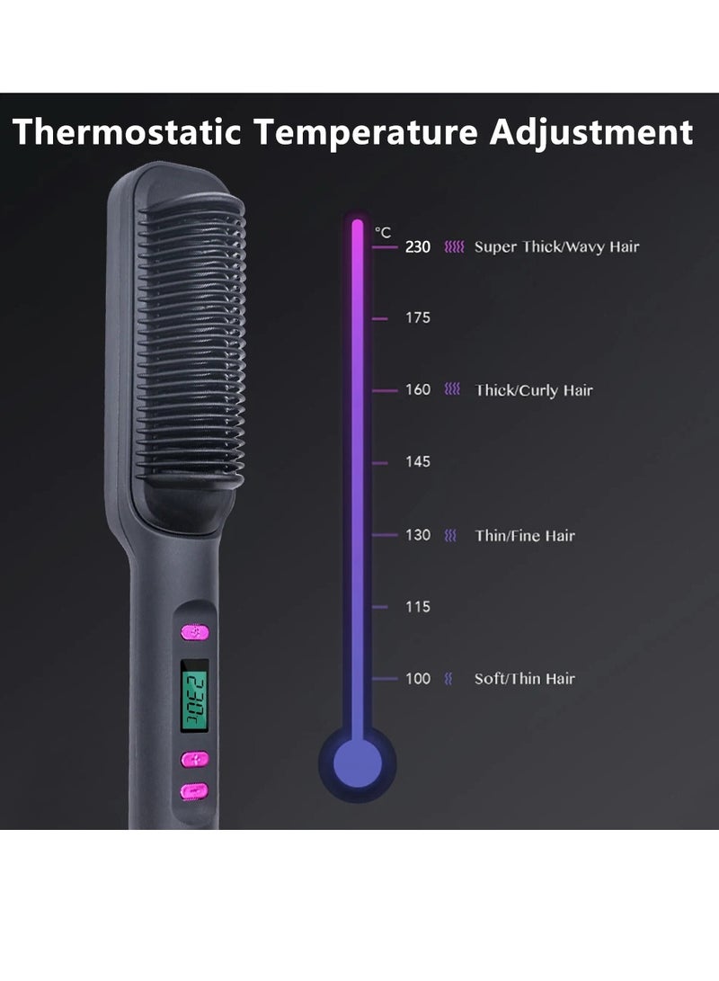 AROAQ Hair Straightener Brush, Negative Ion Hair Straightener Styling Comb, Multifunctional Fast Heating Electric Hot Comb, Anti Scalding Hair Styling Tool For Home Travel (Grey) - Image 4