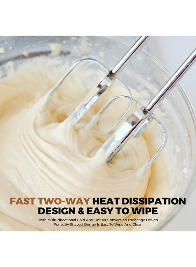 HAEGER Hand Mixer HG-6629 | 5-Speed + Turbo, 450W Powerful Motor | Stainless Steel Dough Hooks & Beaters | One-Button Eject | Electric Handheld Mixer for Cakes, Bread, Whipping, Baking - Image 4