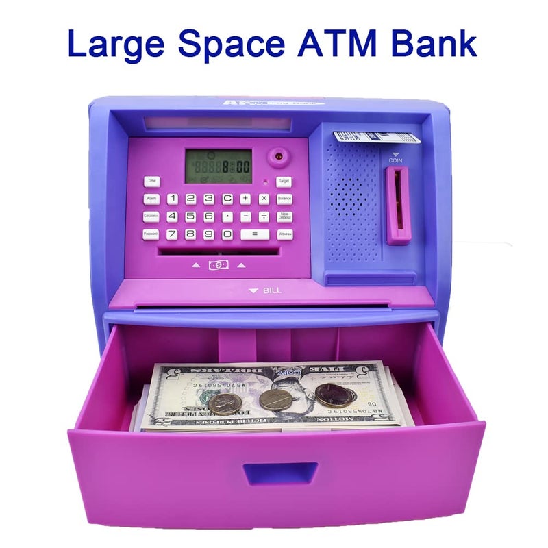 LIKE Talking ATM Savings Bank, Digital Piggy Bank, ATM Money Coins Machine for Kids Birthday Gift (Purple/Purple) - Image 5
