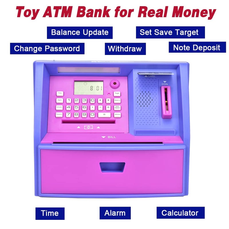 LIKE Talking ATM Savings Bank, Digital Piggy Bank, ATM Money Coins Machine for Kids Birthday Gift (Purple/Purple) - Image 3