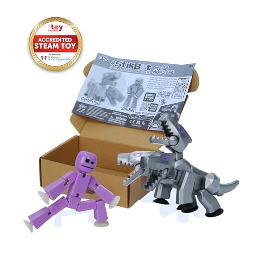 Zing StikBot Mega Monster StopMotion Animation Pack Exclusive Lavender Purple StikBot Silver Cerberus Figure Creative Toy for Kids Age 4 - Image 5