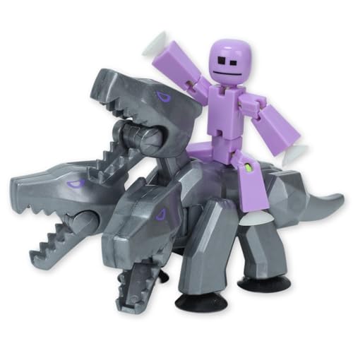 Zing StikBot Mega Monster StopMotion Animation Pack Exclusive Lavender Purple StikBot Silver Cerberus Figure Creative Toy for Kids Age 4 - Image 1