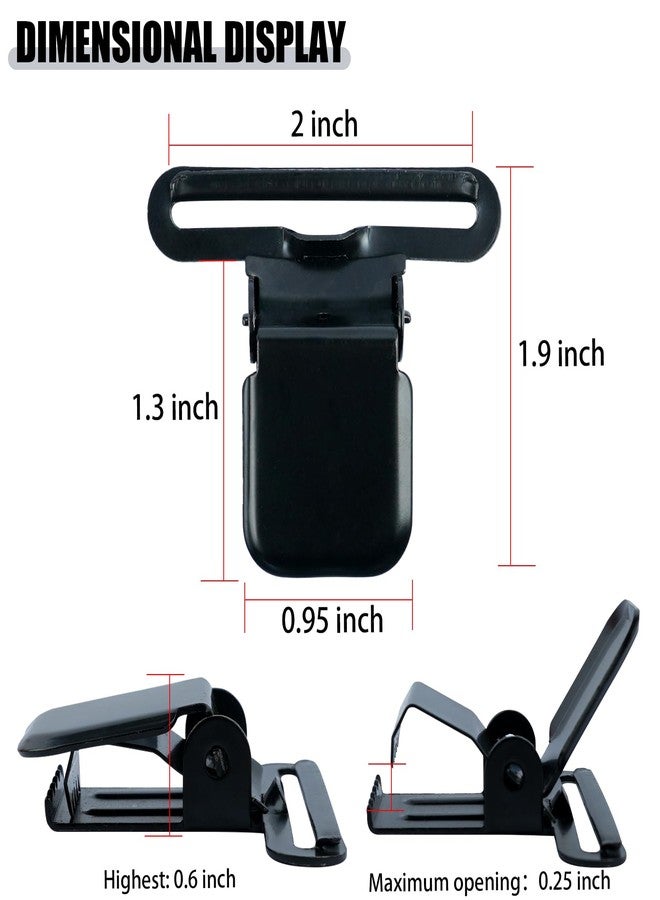 KUNN 2 Inch Suspender Clips Heavy Duty Metal Holder Fasteners, Black Plating, 2 Pcs - Image 3