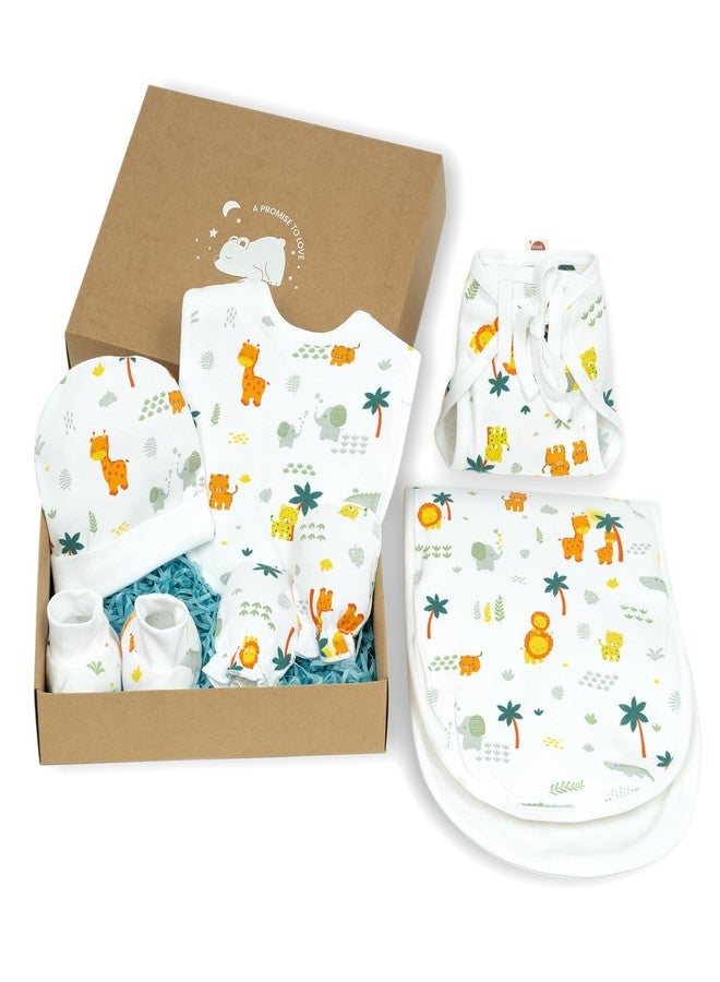 TIDY SLEEP Baby Gift Set for New Born - Skin-Friendly Newborn Essentials - Ideal Gifts for NewBorn Baby – Unisex Clothing - 0-3 Months – 6 Pieces Baby Gift Hamper (Jungle Safari) - Image 2