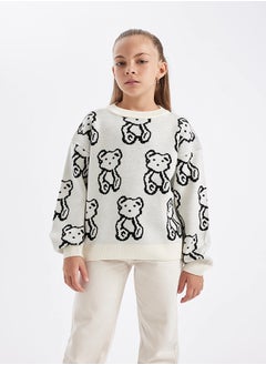 DeFacto Girl Oversize Fit Crew Neck Long Sleeve Tricot Pullover  - Image 1