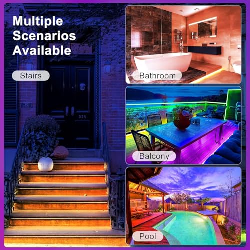 DAYBETTER Waterproof Led Lights for Bedroom, 32.8ft (2 Rolls of 16.4ft) Led Strip Lights, 300 LEDs Color Changing RGB 44 Keys Remote Controller, 12v for Outdoor Room Home Party Christmas Decoration - Image 5