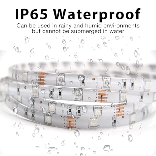 DAYBETTER Waterproof Led Lights for Bedroom, 32.8ft (2 Rolls of 16.4ft) Led Strip Lights, 300 LEDs Color Changing RGB 44 Keys Remote Controller, 12v for Outdoor Room Home Party Christmas Decoration - Image 2