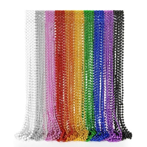 EOBOH 50PCS Mardi Gras Beads Metallic 10 Kinds of Bead Necklace Party Favors 33 Mardi Gras Necklace Stuff Festival Parade Throw Accessories for Wedding Birthday Celebrations Decorations - Image 1