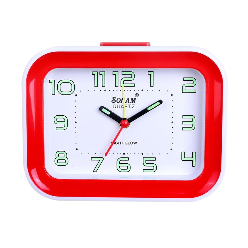 Sonam Table Clock Alarm Clock for Students 1 Year Warranty, 14x10 cm (Red) - Image 4