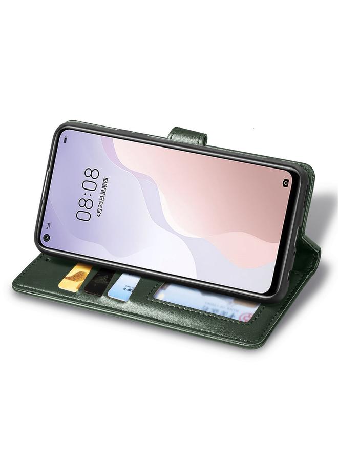 اس-توب جراب لهاتف Huawei Nova 7 SE/P40 Lite 5G جراب هاتف جلدي بلون سادة عتيق مع حبل وإطار صورة وفتحة بطاقة ومحفظة ووظيفة حامل - Image 4