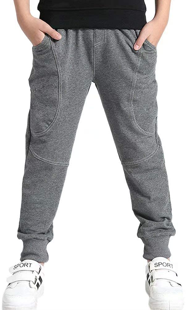 BINPAW Kids Cotton Pull On Active Sports Basic Jogger Sweat Pants for Little Boys & Big Boys, Grey, Age 6T-7T (6-7 Years) = Tag 130 - Image 1
