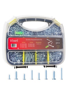 VIXEL 510 Pcs Screws Assortment Kit Multiple Size Self Tapping Screws with Level Gauge for DIY Projects Including Installing Furniture and Repairs