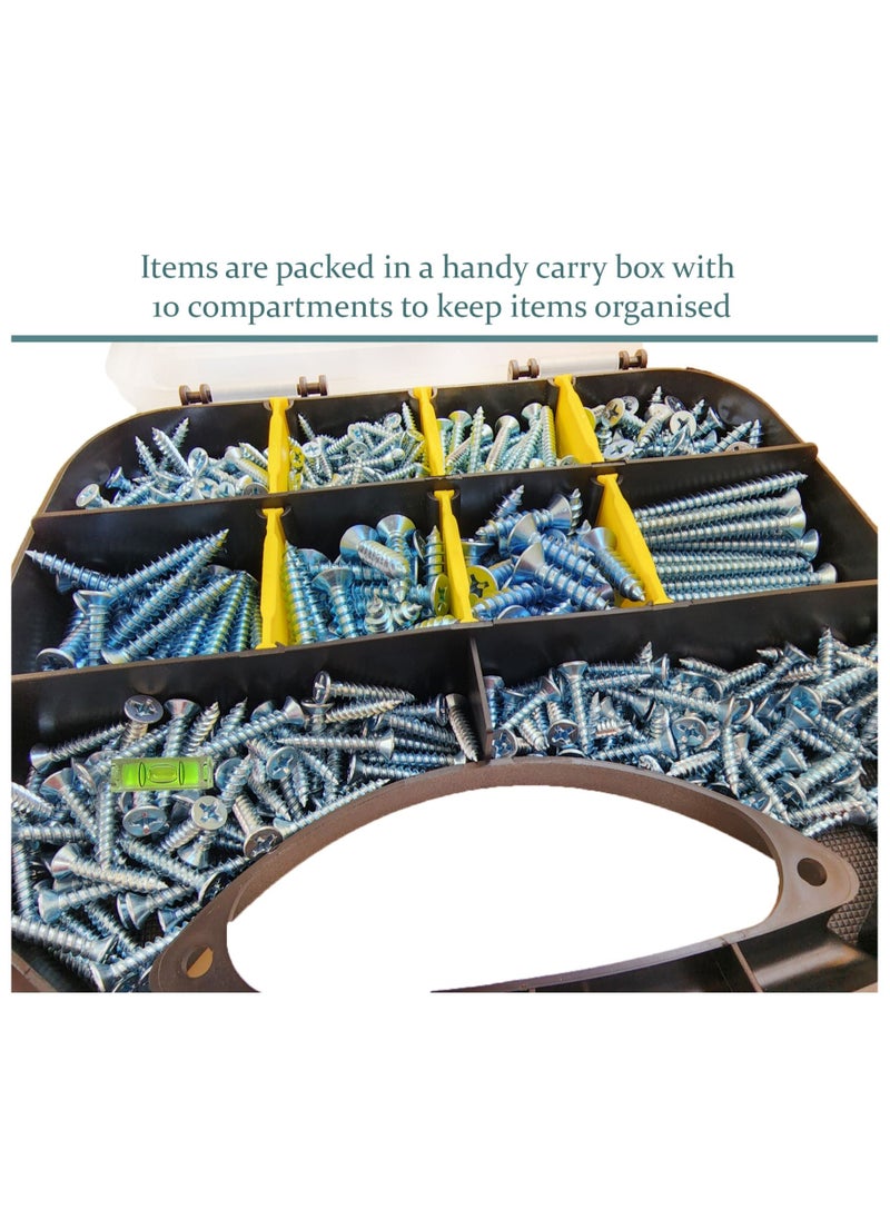 Vixel - VIXEL 510 Pcs Screws Assortment Kit Multiple Size Self Tapping Screws with Level Gauge for DIY Projects Including Installing Furniture and Repairs - Image 1