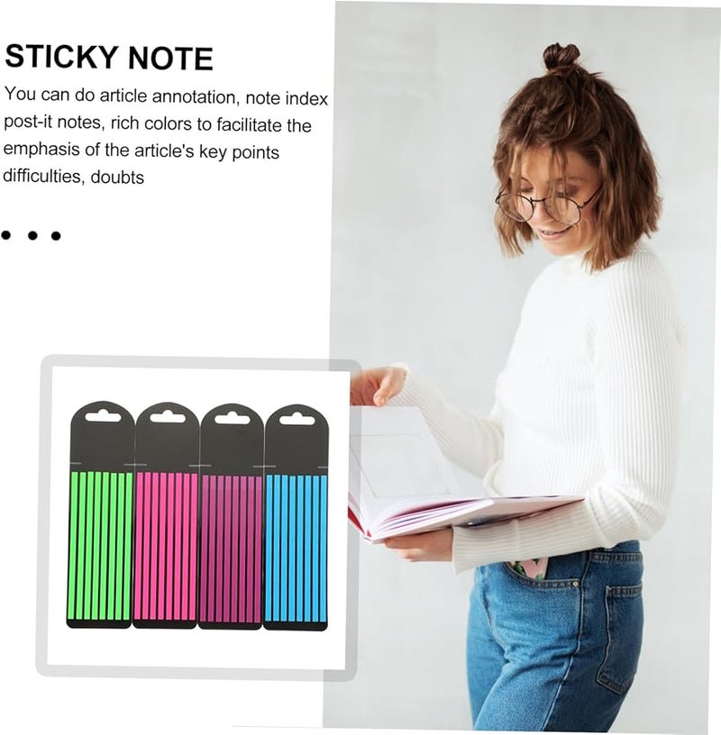 Tehaux علامات صفحات فلورية شرائط قراءة محمولة ألوان متنوعة أداة تمييز الجمل - Image 4