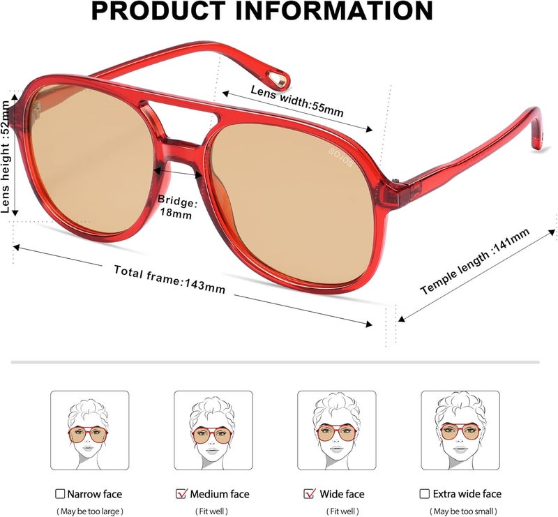 Sojos Retro Polarized Aviator Sunglasses Womens Mens Classic 70s 80s Vintage Trendy Square Aviators SJ2174 - Image 5