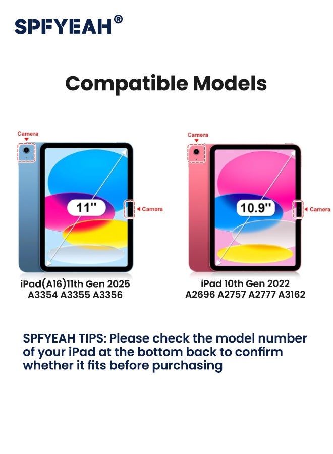 اس بي اف يا. [2 في 1] حافظة iPad (A16) الجيل الحادي عشر 11 بوصة (2025) / iPad الجيل العاشر 10.9 بوصة (2022) مع واقي شاشة زجاجي مقوى عالي الدقة، رفيع وخفيف الوزن، مقاوم للاصفرار، مقاوم للصدمات ومرن لجهاز iPad 11 2025 / iPad 10 2022 (شفاف) - Image 2