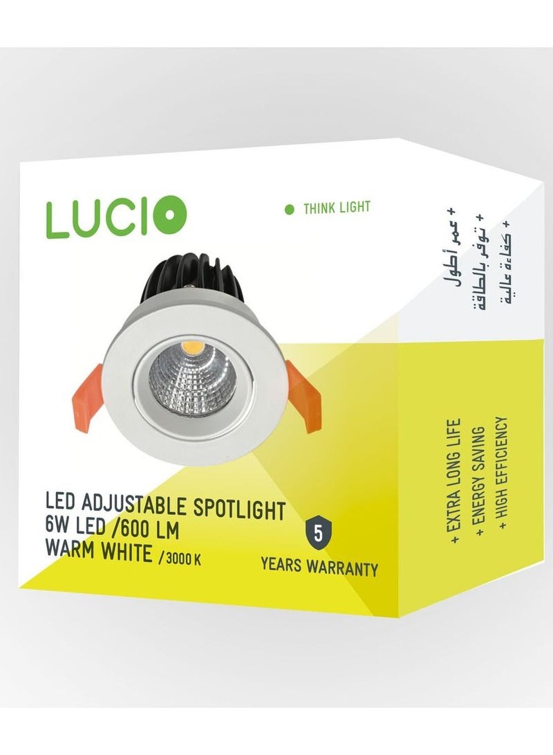 Lucio سبوت لايت LED قابل للتعديل 3000K 6W دافئ أبيض 95 × 40 مم