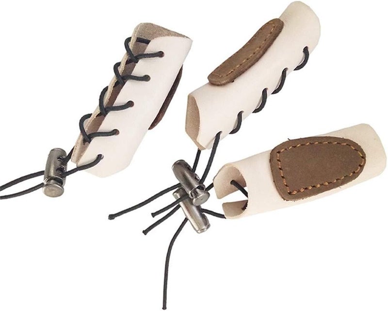 HRCHCG Archery Gloves Bow Finger Tab Leather Tradition Recurve Bow American Hunting Bow Hand Guard Protect Hand Finger (Pack of 3) - Image 2