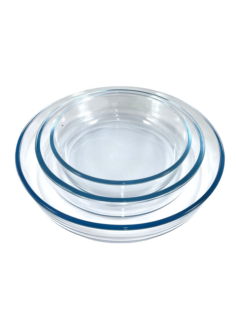 Homemaker 3 Pieces Round Glass Baking Dish Set 3 Lt + 2.1 Lt + 1.5 Lt Capacity - Clear - Image 3
