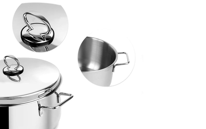 Pradeep وعاء طهي سانو من الفولاذ المقاوم للصدأ بقاعدة ساندويتش مع غطاء عادي من الفولاذ المقاوم للصدأ (20 سم/3.3 لتر) | وعاء برياني | وعاء طهي الأرز | تقنية SAS | أدوات الطهي | متوافق مع الحث، الغاز والكهرباء | وعاء تخزين | وعاء فضي - Image 4
