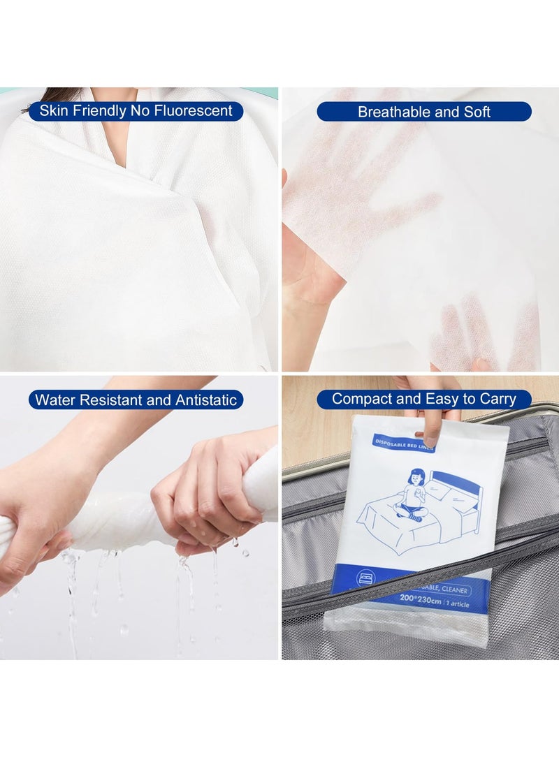 SYOSI Disposable Bed Sheets for Travel, 8pcs Disposable Travel Sheets Set Fitted Sheet King Size, Hotel Essentials with Disposable Bed Sheets Quilt Cover 2 Pillowcase 2 Bath Towels 2 Face Towels - Image 5