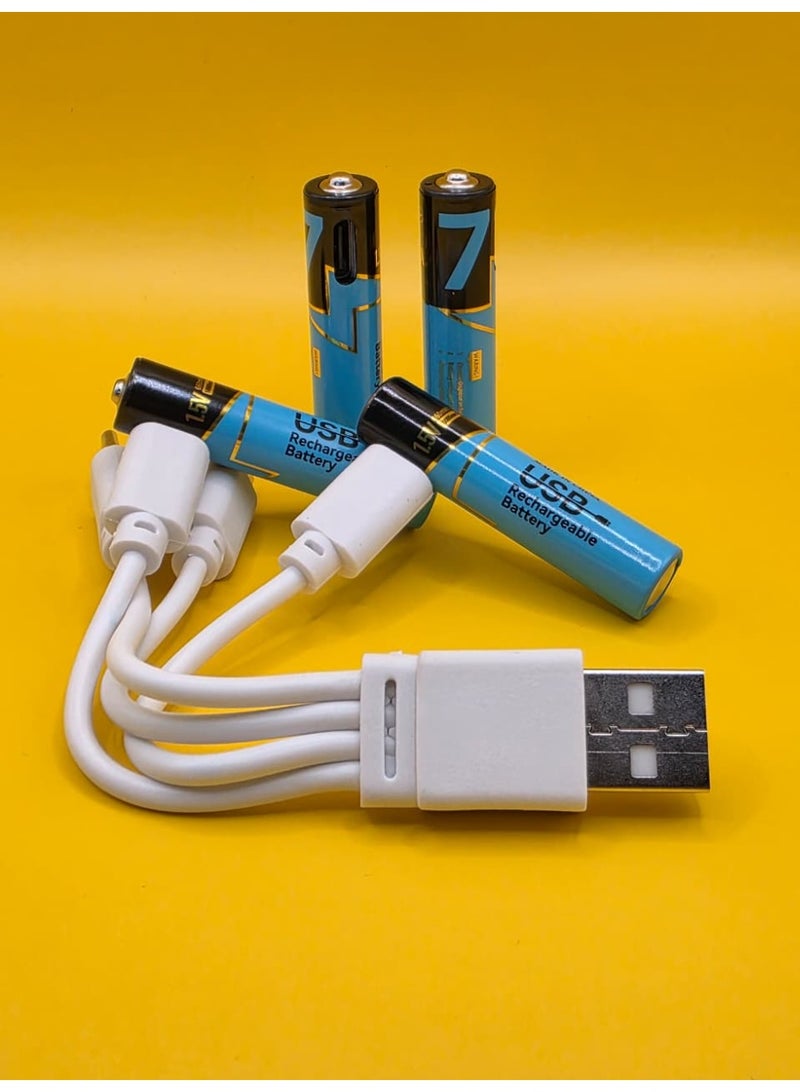 4 USB AAA Rechargeable Batteries by Type-C Cable 1.5V 660MAH - Image 1