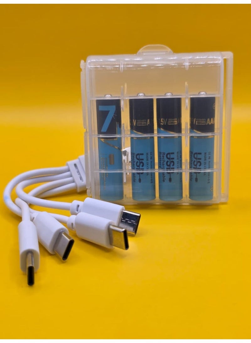 4 USB AAA Rechargeable Batteries by Type-C Cable 1.5V 660MAH - Image 4