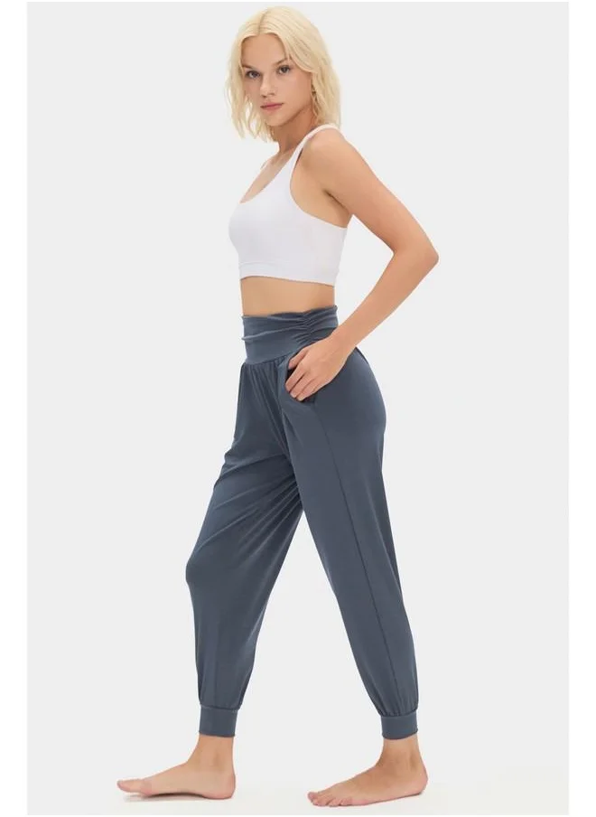 جون June Women Beige High Waist Jogger Sweatpant Anthracite