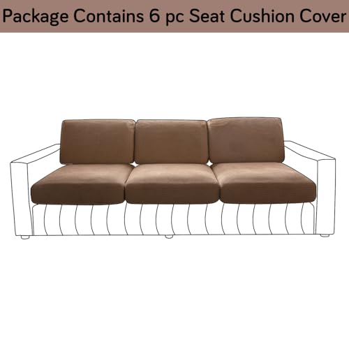 HOKIPO Jacquard Sofa Seat Cushion Cover, Pack of 6, Brown (AR-5284-BRN-1S*6) - Image 4