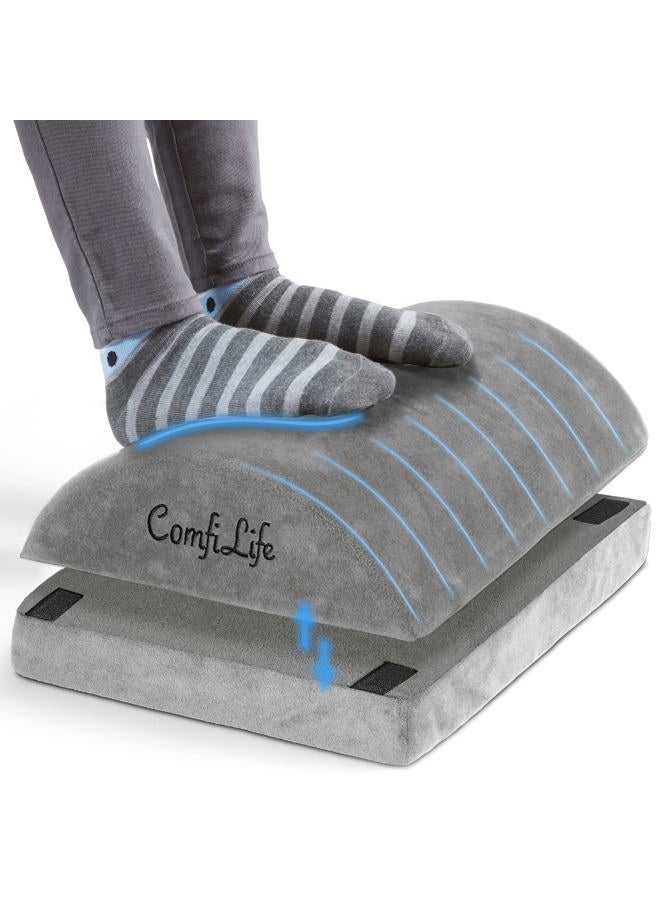 ComfiLife Foot Rest for Under Desk at Work – Adjustable Memory Foam Foot Rest for Office Chair & Gaming Chair – Ergonomic Design for Back & Hip Pain Relief (Gray) - Image 1
