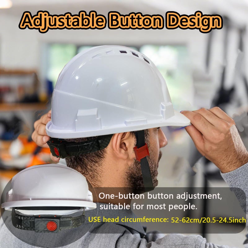 Bailiyake 12 Pcs 4 Pt. Suspension Hard Hat with Safety Vests Bulk Safety Helmets Adjustable Ratchet Hard Hats, Vents & Sweat Cotton Brow Pad - ABS Construction Helmets for Work Sites & Outdoor Labor - Image 3