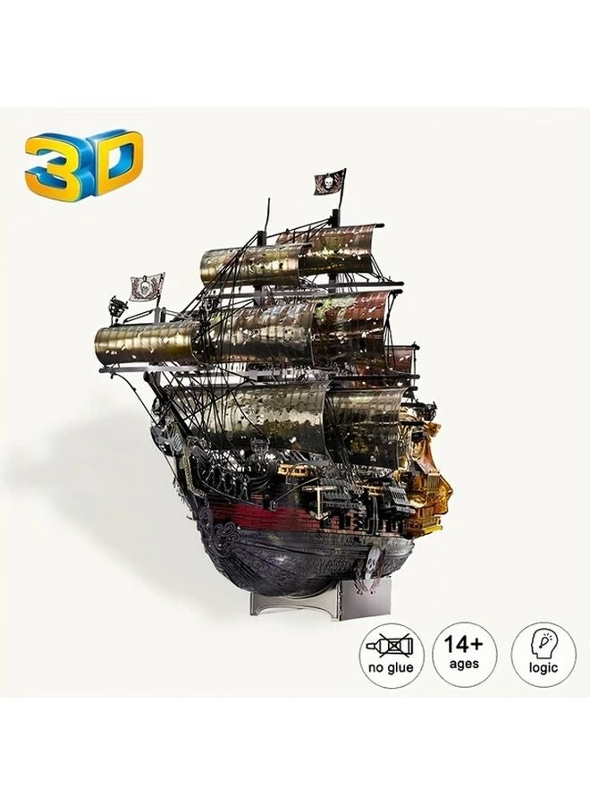 Pirate Ship 3D Metal Puzzle DIY Model Kit Creative Assembly Iron Art Home Decoration - Image 2